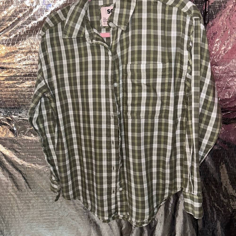 SO Green Plaid Button Down Shirt